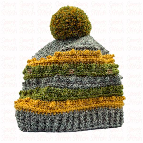 Picot Beanie with Pompom Multicolor
